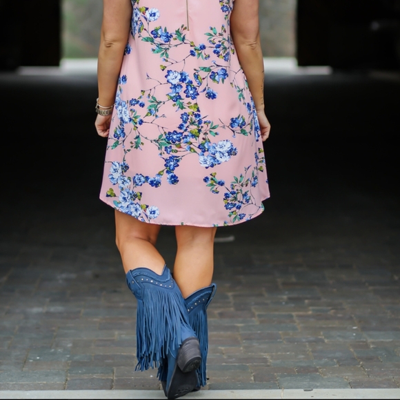 LIBERTY BLACK LB71124 "Vegas" Russian Blue fringe cowgirl boots snip toe sz 10 - Picture 2 of 16